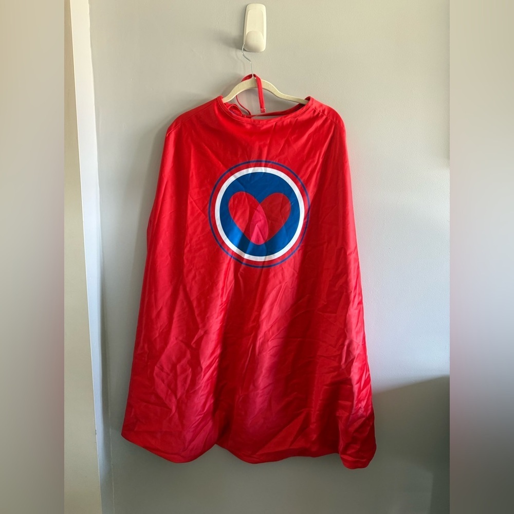 Toosley’s Reversible Superhero Cape Red Blue Heart Costume Adult One Size